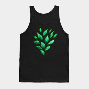 Dark Abstract Green Leaves Tank Top